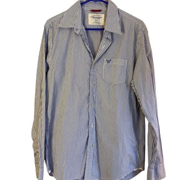 LOT BLUE STRIPES American Eagle Outfitters and Hollister Men’s Button Downs - Picture 4 of 12